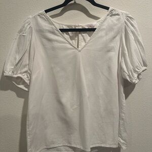LC Lauren Conrad White Puff Sleeve Blouse